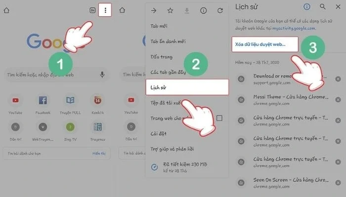 Xóa cache trình duyệt Chrome
